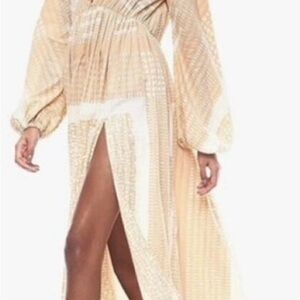 Jonny Cota Chic Cream Maxi Dress with Slit